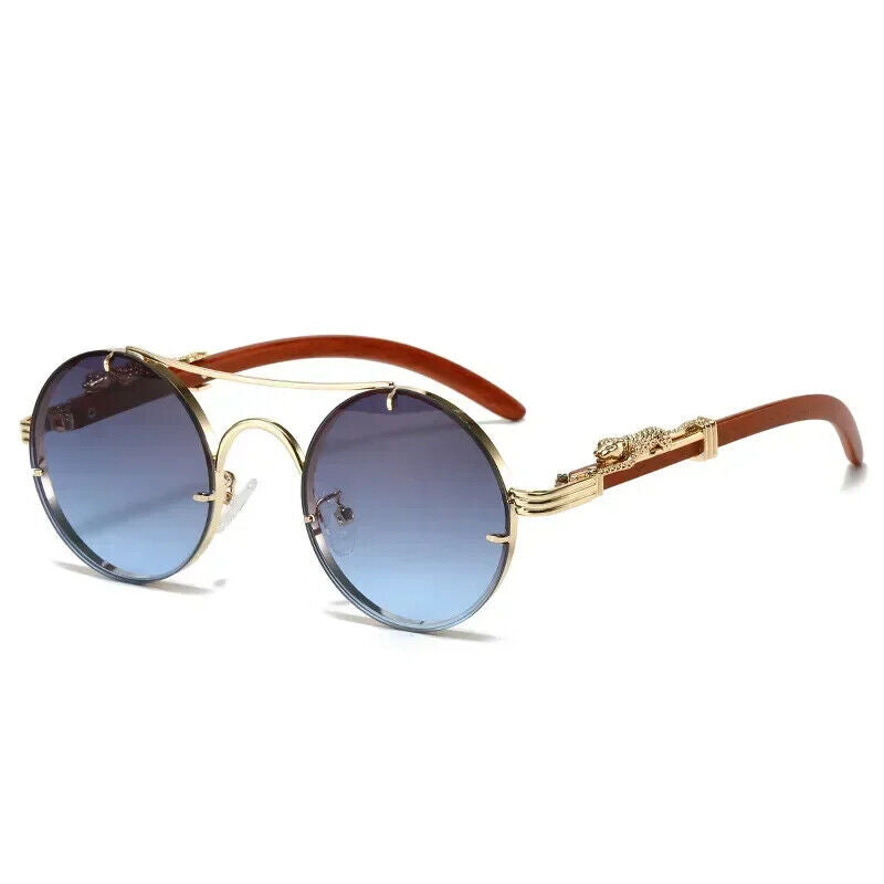 HABO Vintage Punk Runde Sonnenbrille – Doppelbrücke, Mehrfarbige Shades, Retro
