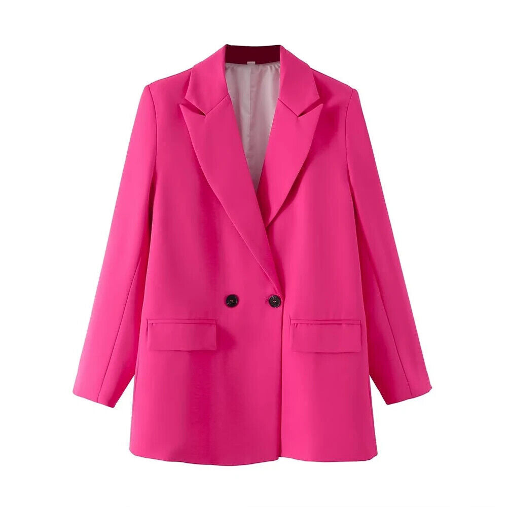 HABO Damen Blazer Zweireiher Schick Kragen Business Büro Langarm Knöpfe Mode