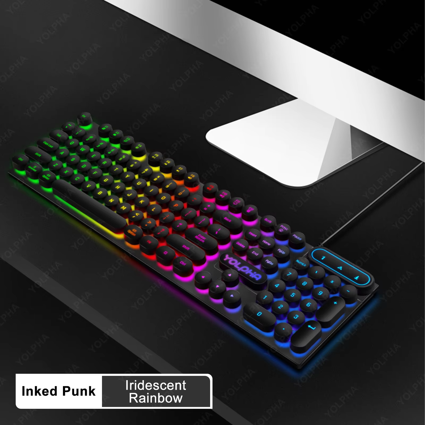 HABO Tastatur mit RGB Kabel mit Tastenblock Schwarz Blau Pink PC Laptop Büro