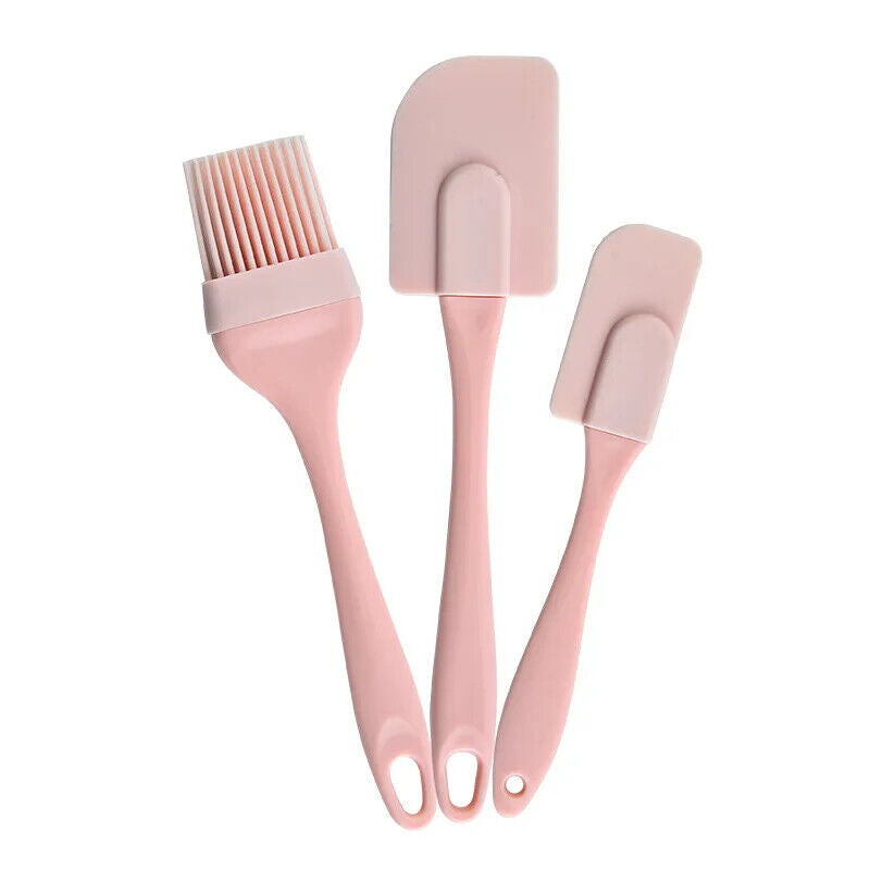 HABO Teig Schaber Pinsel Set Silikon Küche Creme Kuchen Auskratzen Rosa Blau