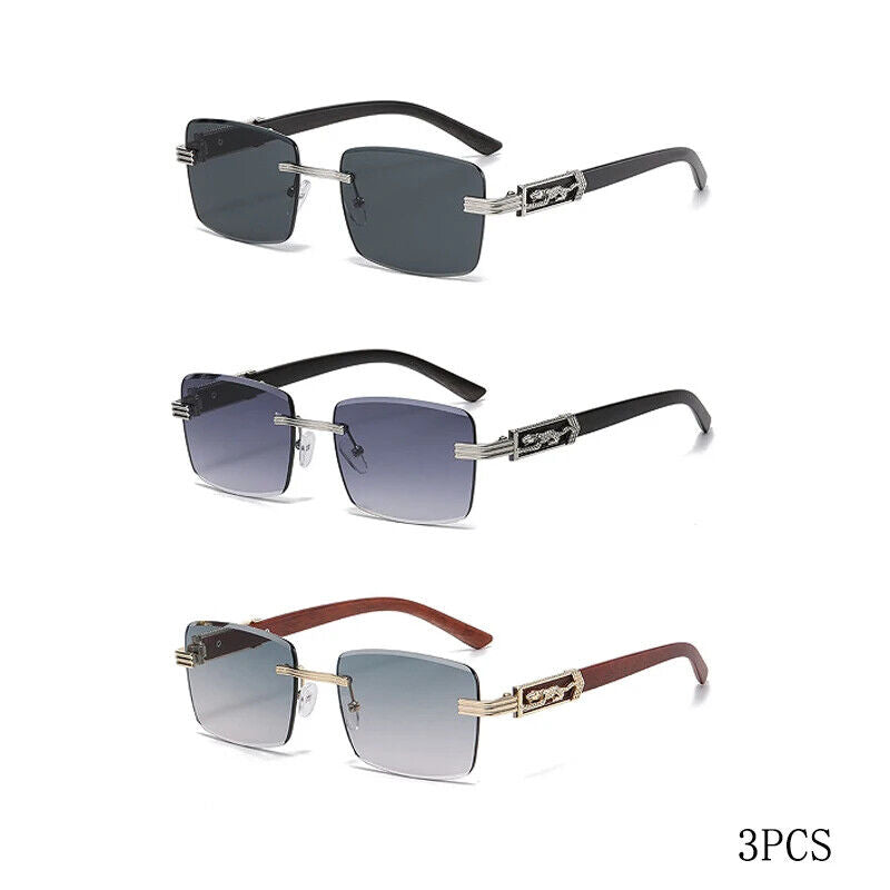 HABO Dekorative Sonnenbrille – Bunte Retro Quadratische Rahmenlose Leopardenkopf