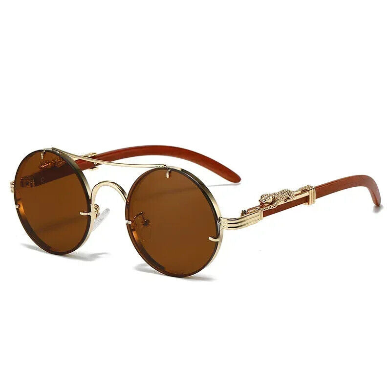 HABO Vintage Punk Runde Sonnenbrille – Doppelbrücke, Mehrfarbige Shades, Retro