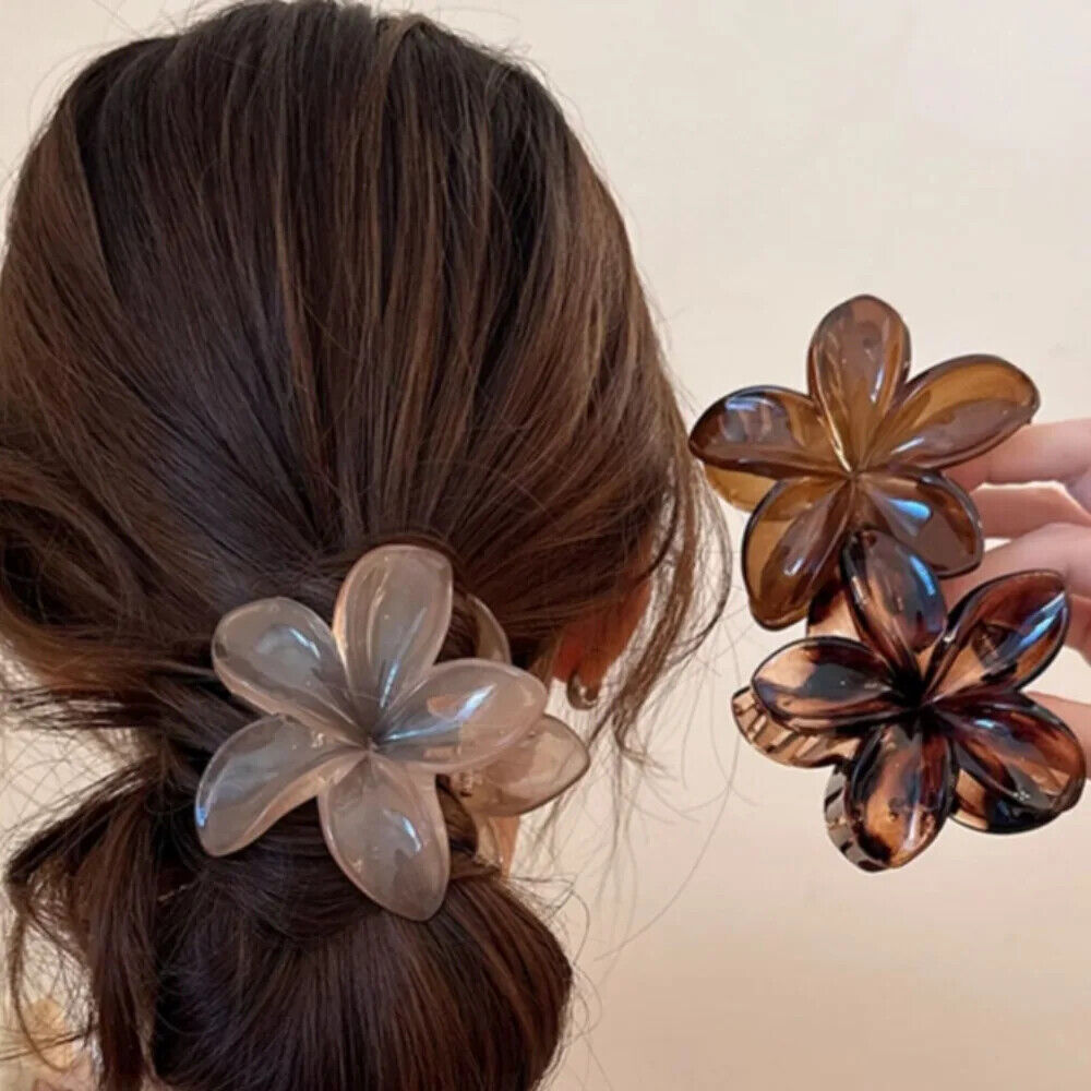 HABO Damen Haarspange Blume 8cm Blüte Braun Beige Prinzessin Hübsch Business