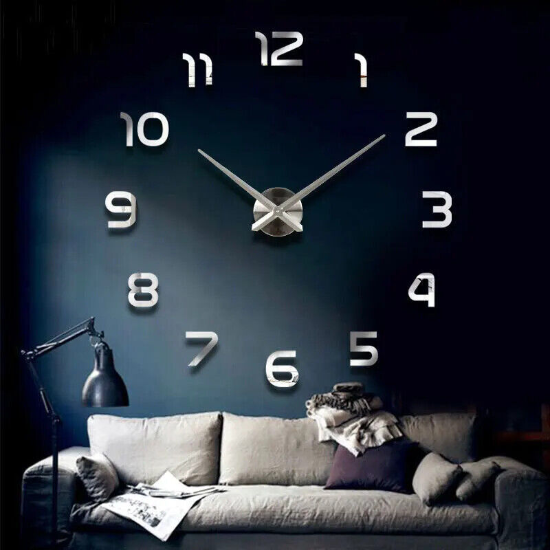 HABO Wanduhr Wohnzimmer 130cm Modern Stylish 3D Einrichtung Riesig Haus Uhr