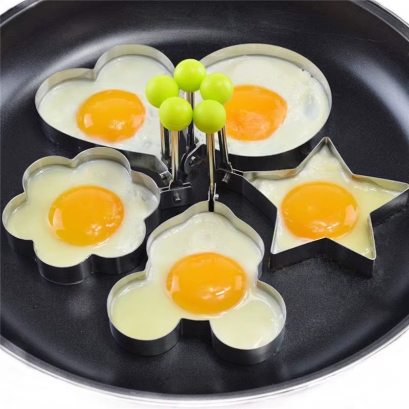 HABO Edelstahl Eierform-Ringe – Rund, Herz, Blume Stern für Kreative Eierspeisen