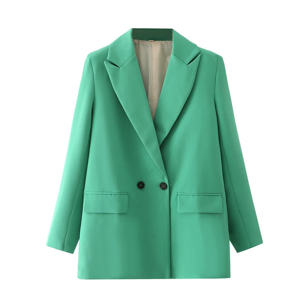 HABO Damen Blazer Zweireiher Schick Kragen Business Büro Langarm Knöpfe Mode