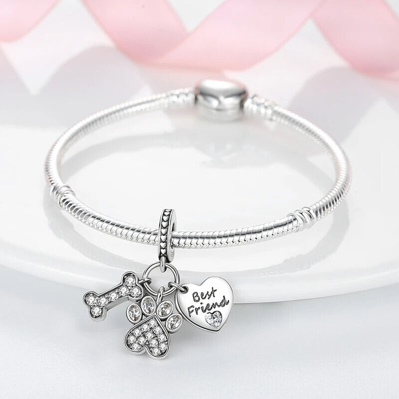HABO TiereSerie Charms Silber – Hund, Katze Perlen für Pandora Armband Anhänger