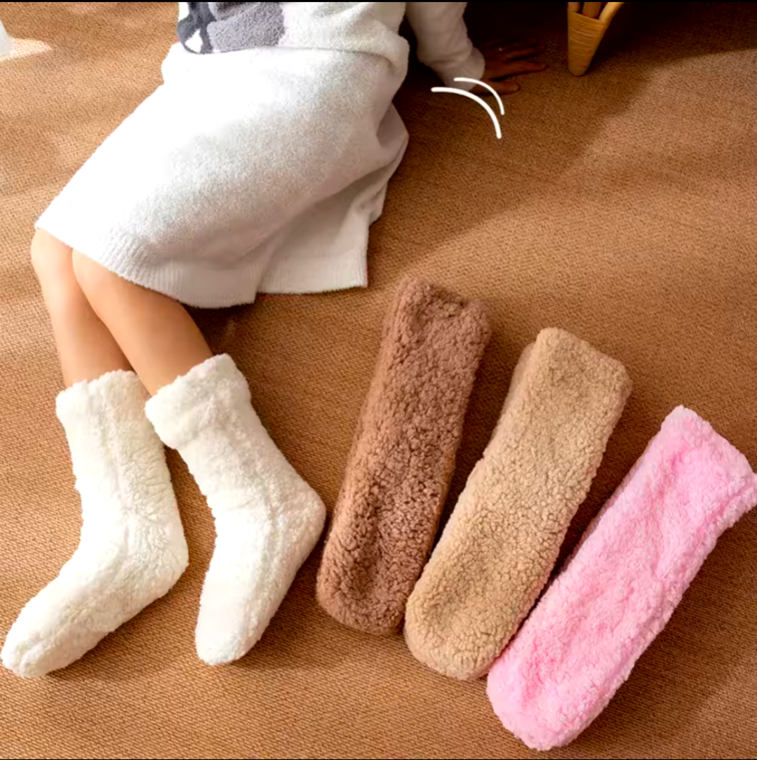 Woll Socken Überzieher Füße Winter Wärmehalter Hausschuhe Fleece kuschelig