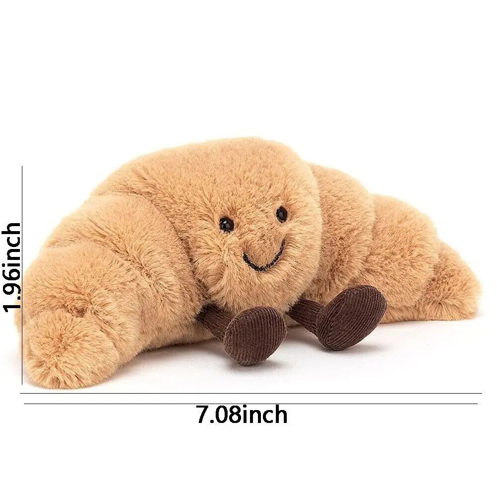 HABO Croissant Lächelnd Plüsch Kissen Kuscheltier Brot Stofftier Geschenk Braun