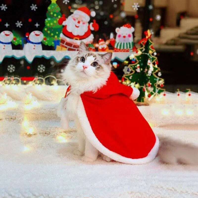 Katzen Kostüm Santa Weihnachtsmann Katze/Hund Haustier Weihnachten Cape Kostüm