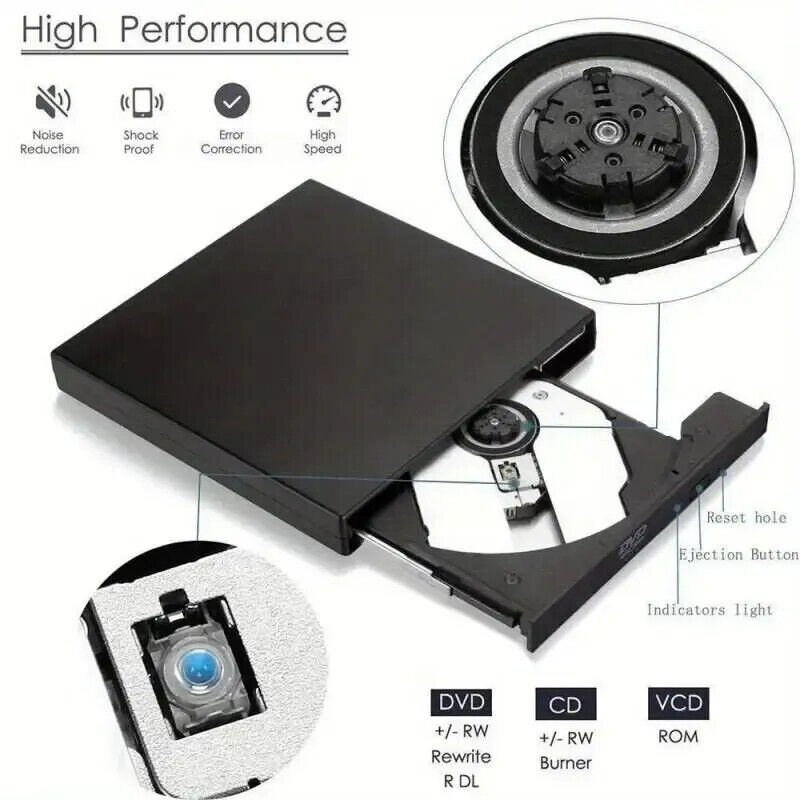 HABO Externes CD DVD Laufwerk USB 2.0 PC Laptop Schnell Schlank ROM