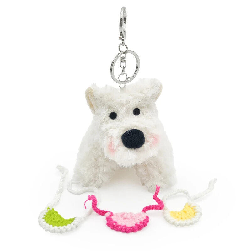 Kawaii 10 cm Plüsch Welpen Spielzeug – Niedlicher weißer Hunde-Anhänger
