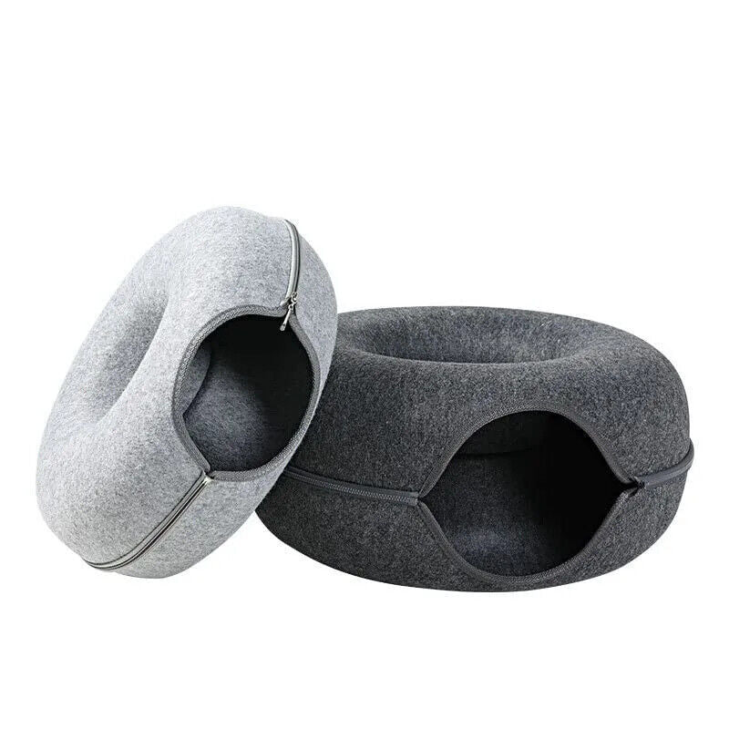 HABO Donut Katzenbett mit Interaktivem Tunnel – Haustier Spielzeug
