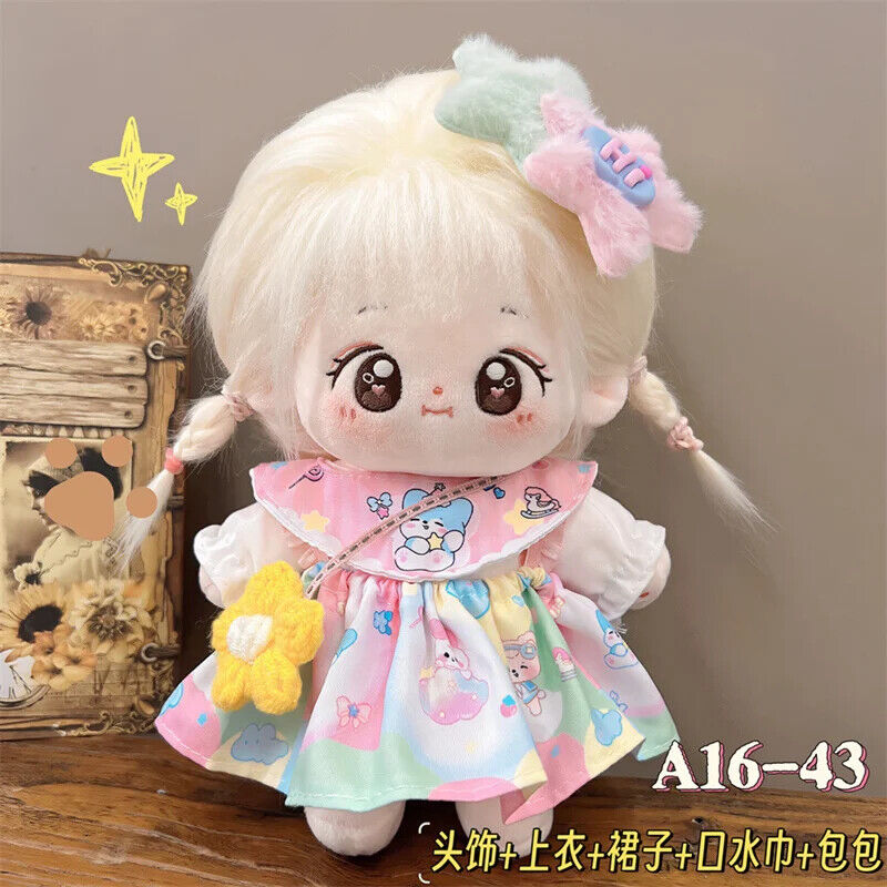 Puppenkleider für 20 cm Baumwoll-Idolpuppen – Prinzessinnenkleid und Overalls