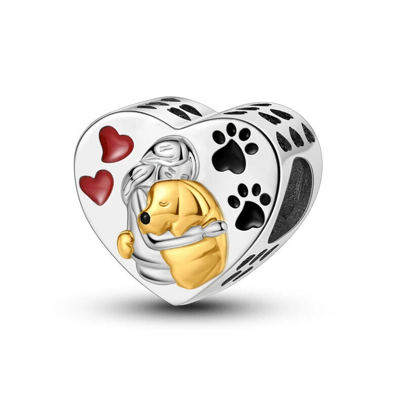 HABO TiereSerie Charms Silber – Hund, Katze Perlen für Pandora Armband Anhänger