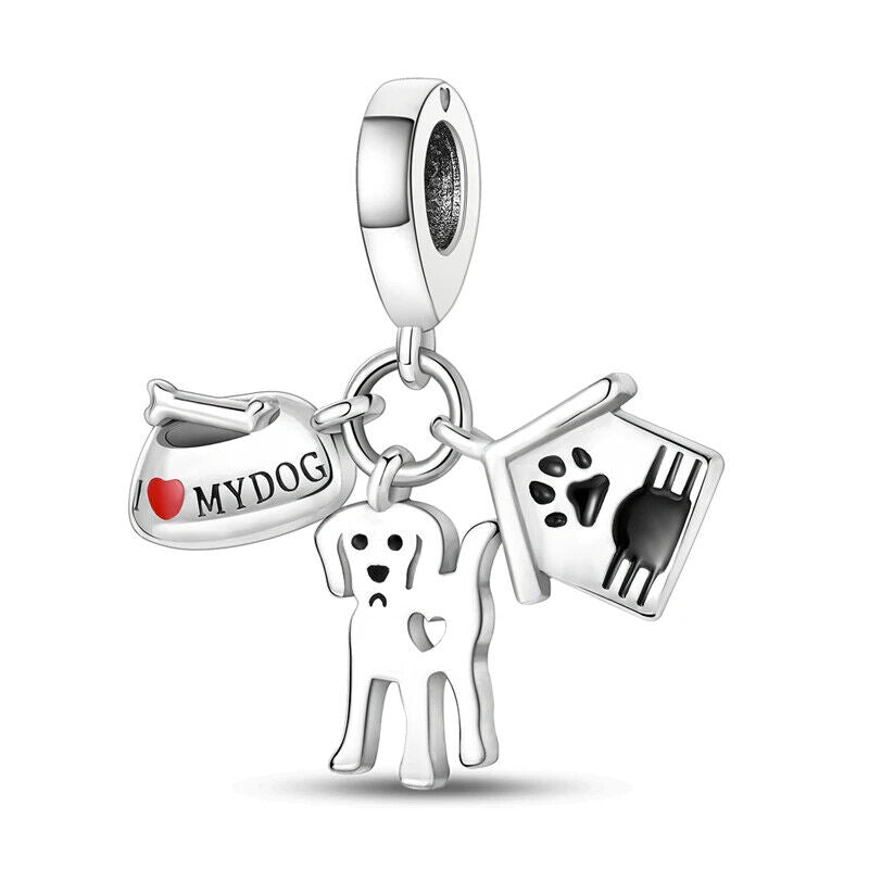HABO TiereSerie Charms Silber – Hund, Katze Perlen für Pandora Armband Anhänger