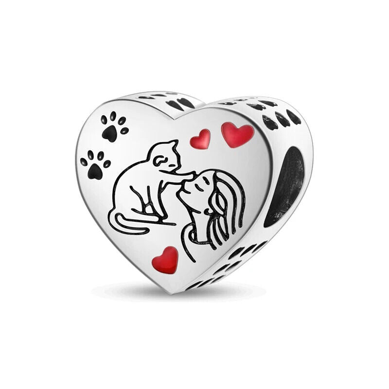 HABO TiereSerie Charms Silber – Hund, Katze Perlen für Pandora Armband Anhänger