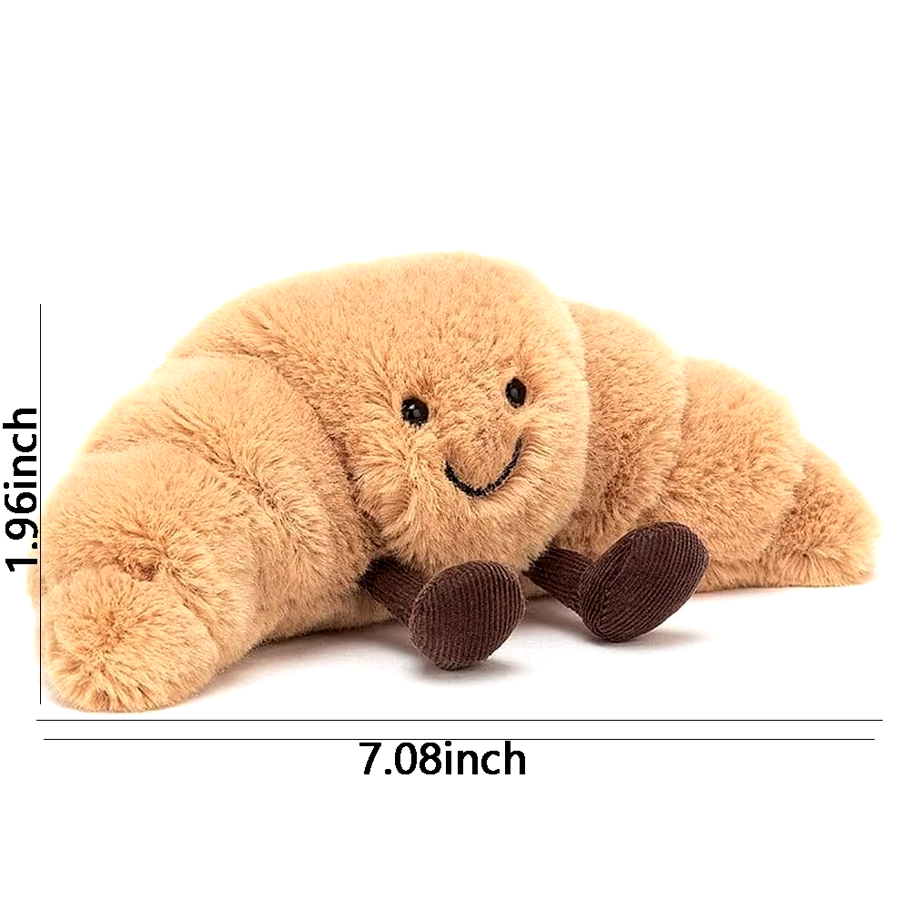 HABO Croissant Lächelnd Plüsch Kissen Kuscheltier Brot Stofftier Geschenk Braun