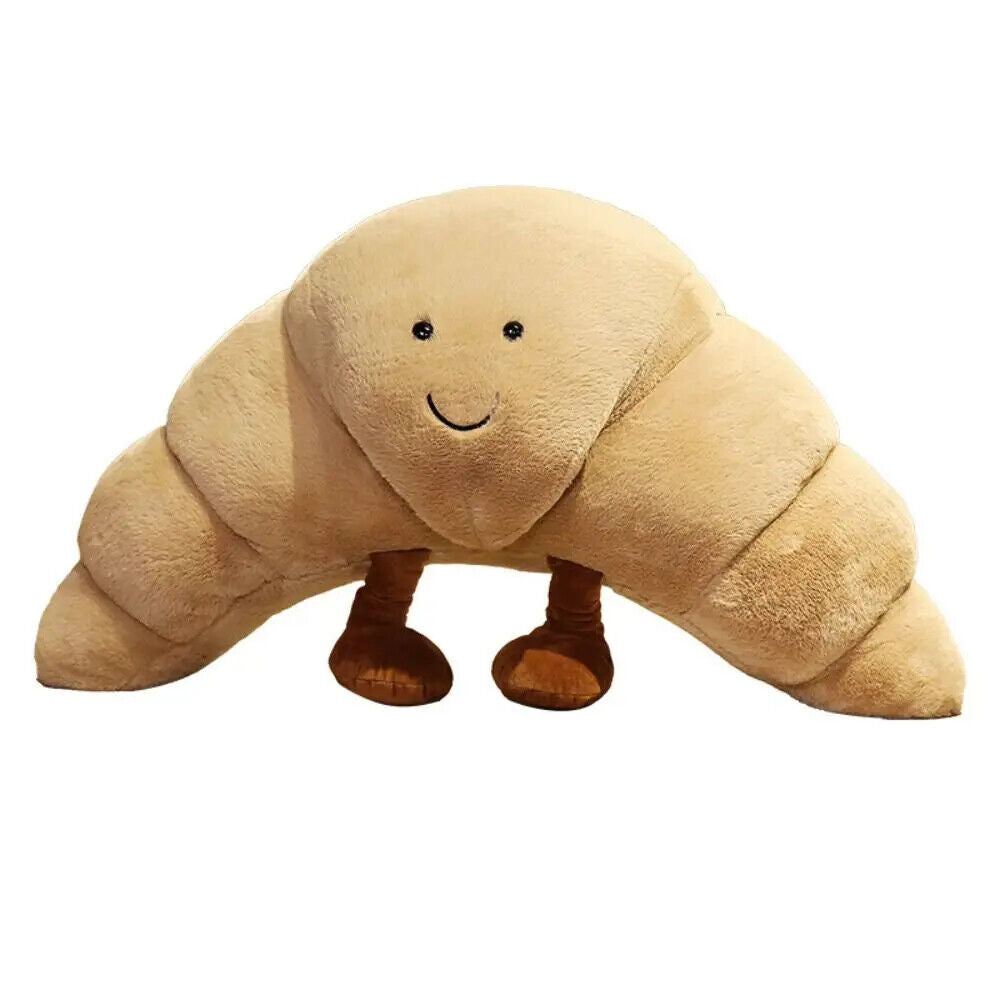 HABO Croissant Lächelnd Plüsch Kissen Kuscheltier Brot Stofftier Geschenk Braun
