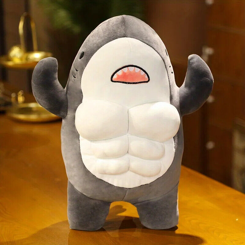 45 Cm Muskelhai Plüschtier Wal Fisch Kuscheltier Geschenk Muskeln Bodybuilder
