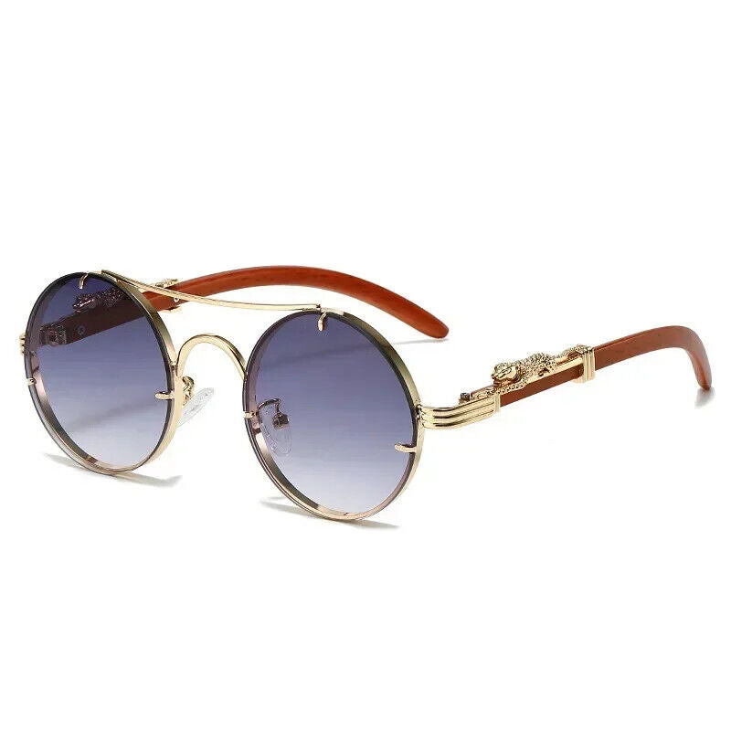 HABO Vintage Punk Runde Sonnenbrille – Doppelbrücke, Mehrfarbige Shades, Retro