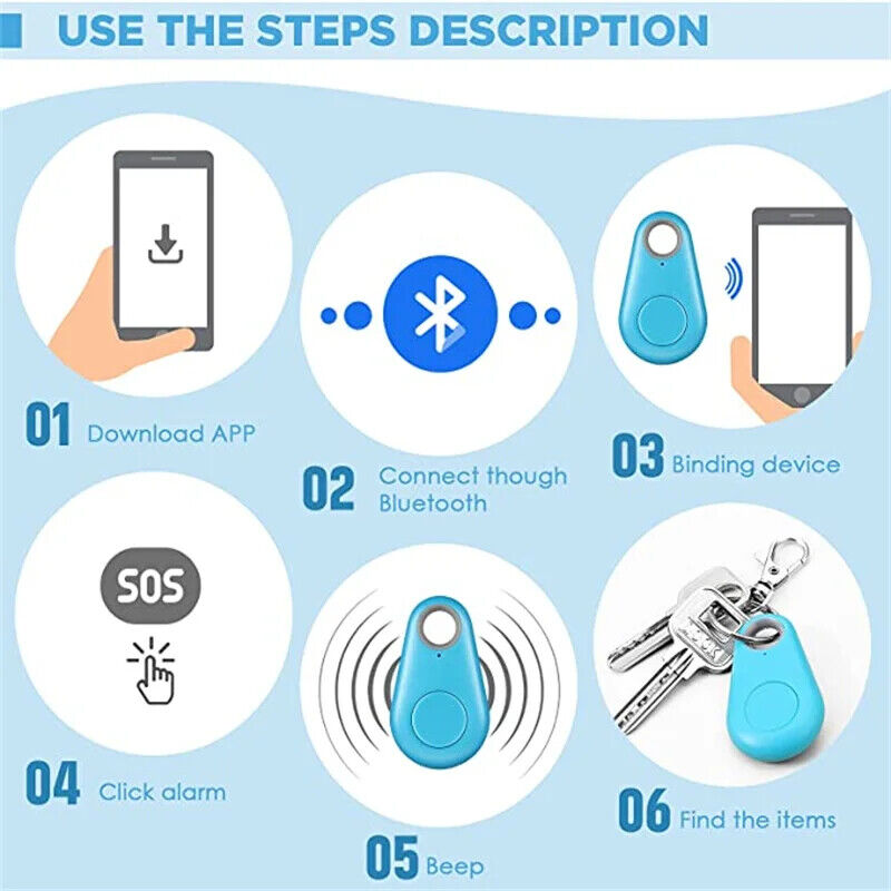 GPS Tracker für Haustiere Mini Bluetooth Anhänger Locator für Auto Kind Haustier