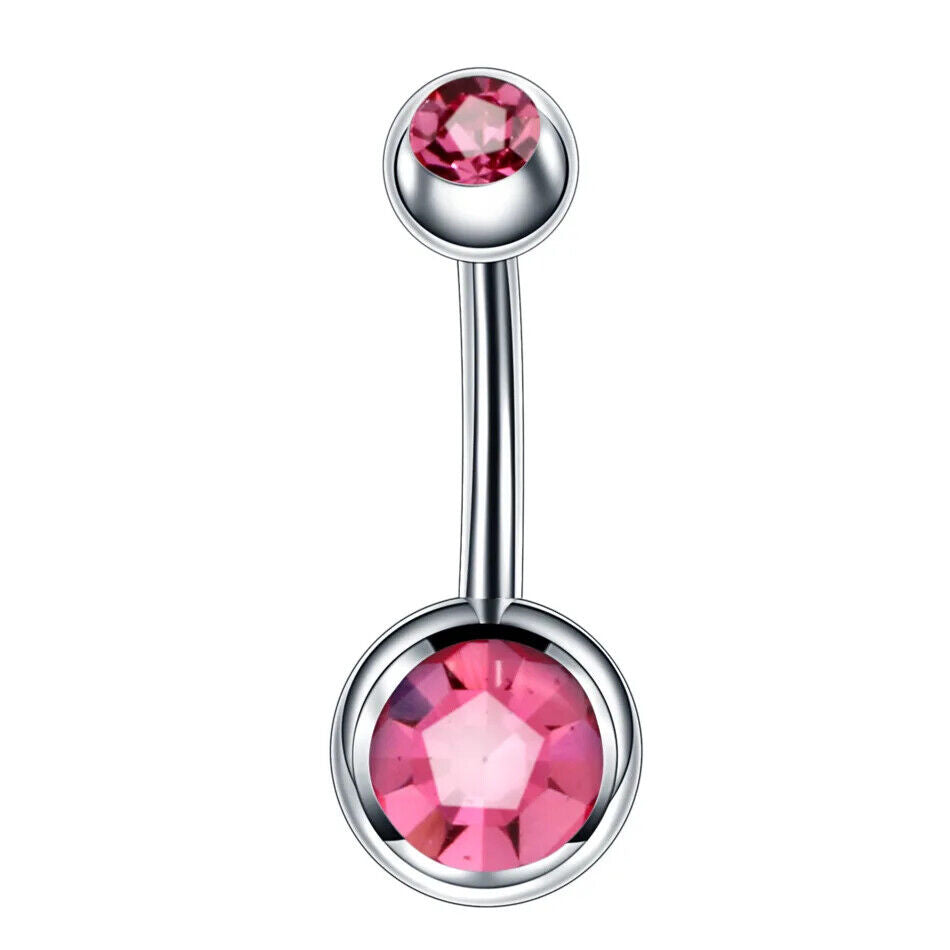 HABO Bauchnabelpiercing Rosa Damen Silber Herz Glitzer Frauen Schleife Schmuck