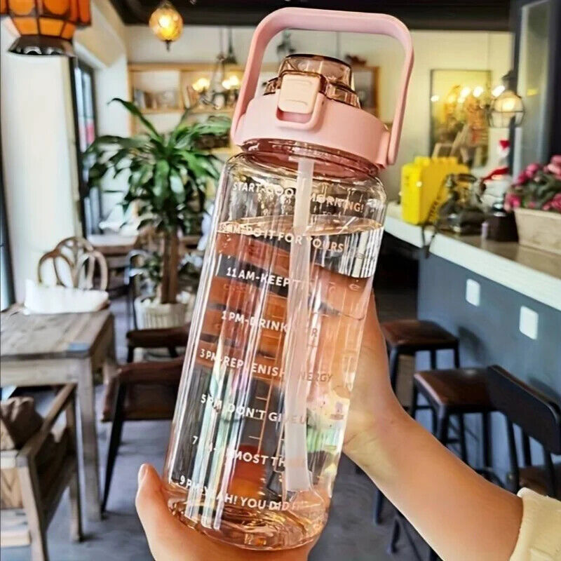 HABO Tragbare Wasserflasche mit Fassungsvermögen Zeitmarkierung Ideal für Reisen