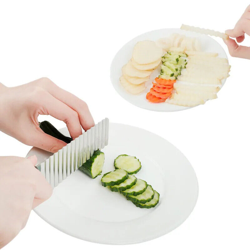 HABO Edelstahl Kartoffel Chip Slicer – Gewelltes Messer für Gemüse, Obst