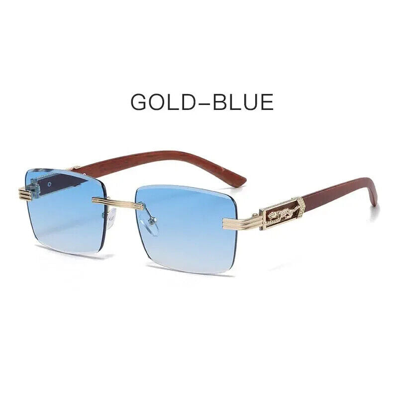 HABO Dekorative Sonnenbrille – Bunte Retro Quadratische Rahmenlose Leopardenkopf