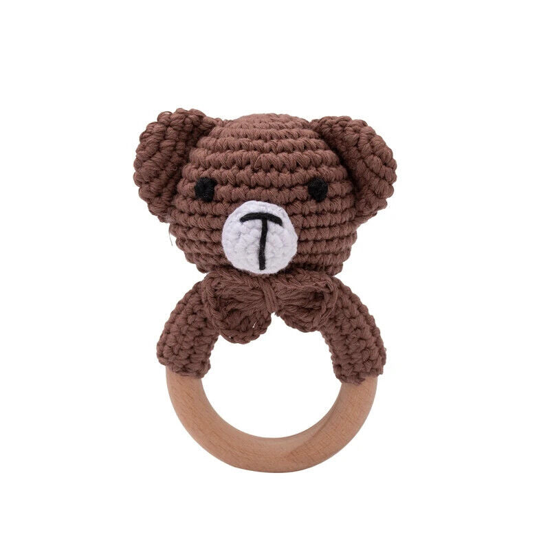 HABO Baby Häkel Tier Rassel Mit Ring Bär Teddy Hase Hund Spielzeug Kleinkind
