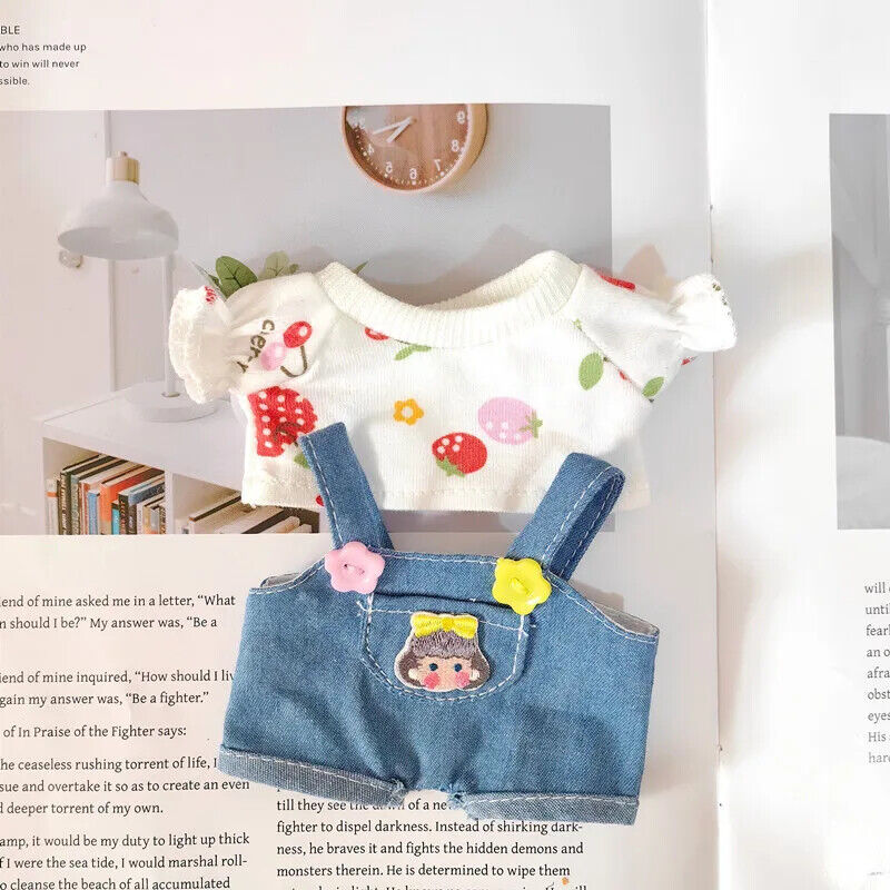 Set Puppenkleidung für 17 cm Idolkinder – Kawaii Overalls und Zubehör