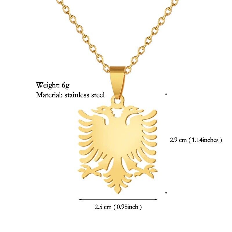 HABO Albanien Albanischer Adler Kette mit Anhänger 60cm Edelstahl Gold Silber