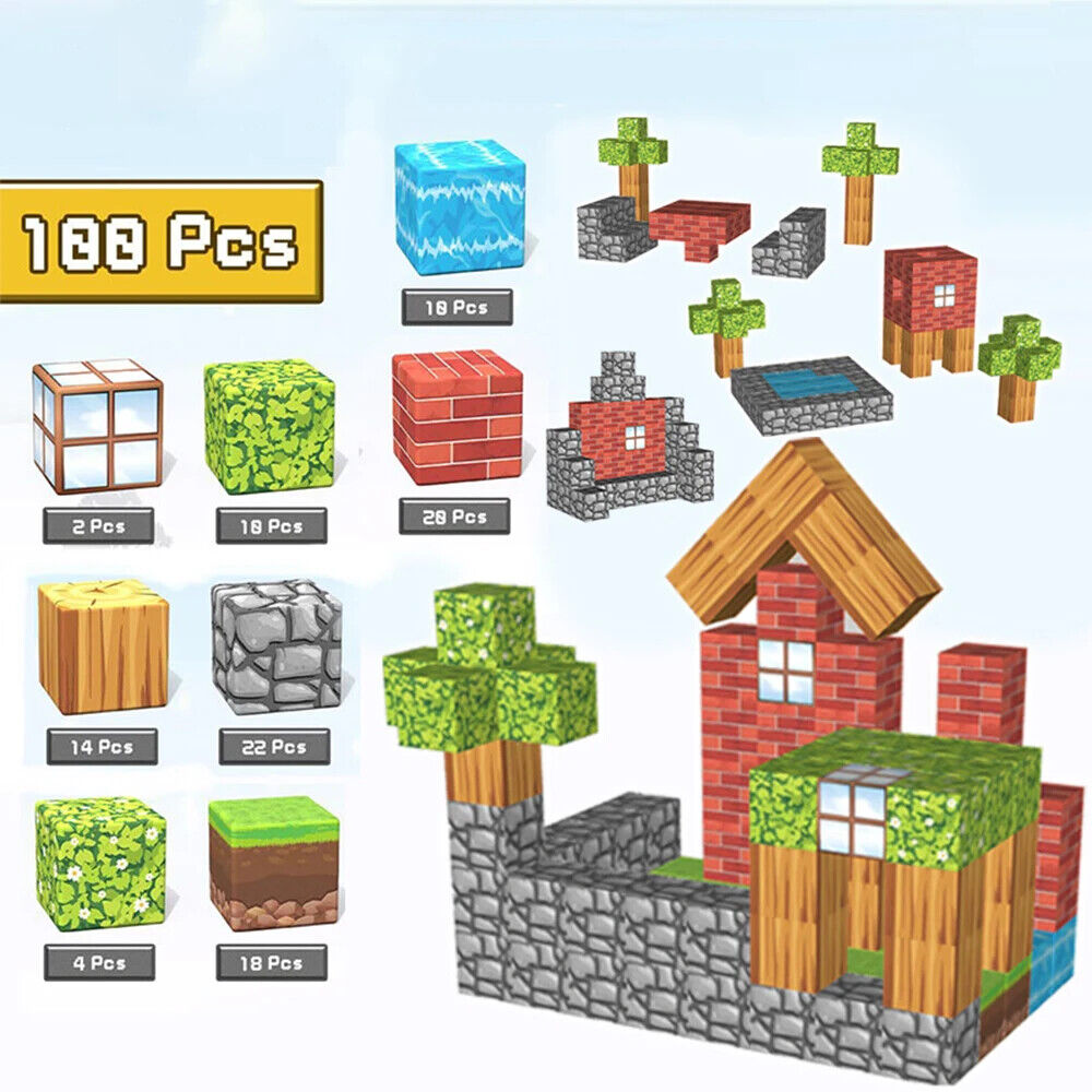 Magnetische Bausteine Mine Magnet Mincraft Set Spielzeug Bau Würfel Welt bauen
