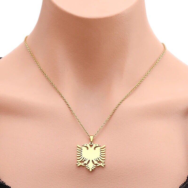HABO Albanien Albanischer Adler Kette mit Anhänger 60cm Edelstahl Gold Silber