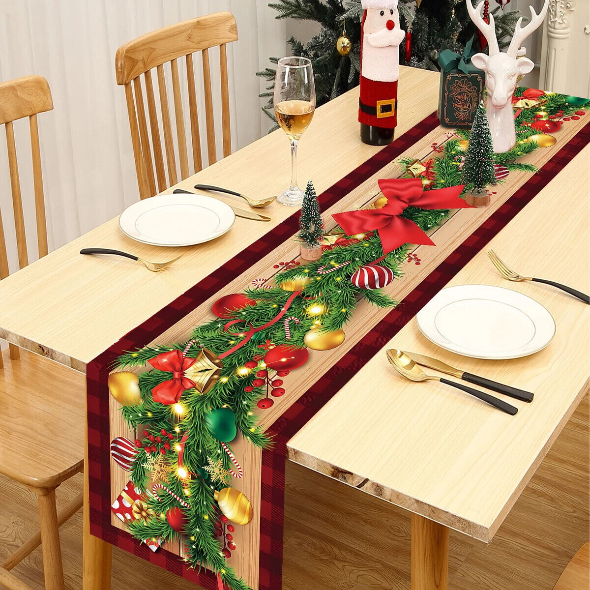 Tischdecke Weihnachten Tisch Läufer Dekoration Christmas Tischbezug Tischdeko