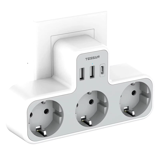 Mehrfachsteckdose praktische Wandsteckdose Steckerleiste anliegend Ac+Usb+TypC