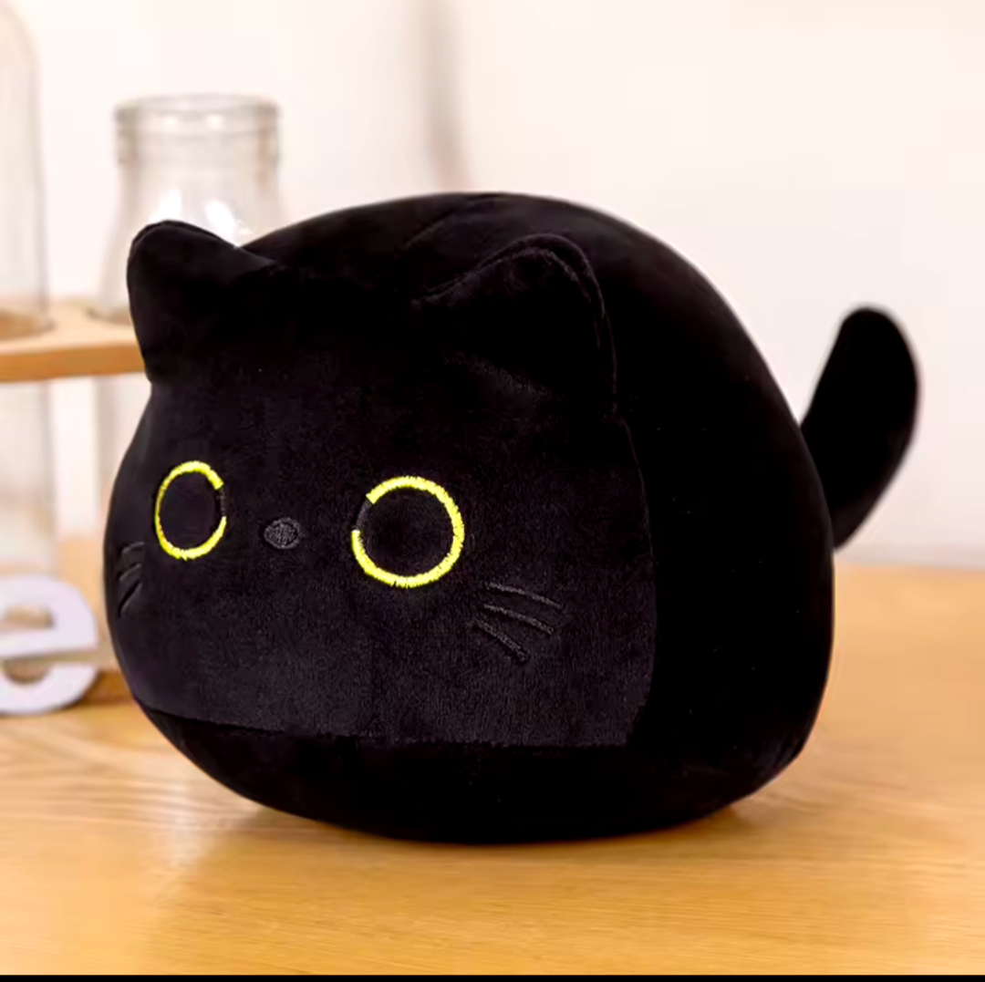 Kawaii Kleine Kuschelige Schwarze Katze Plüsch Puppe Kuscheltier Ball Spielzeug