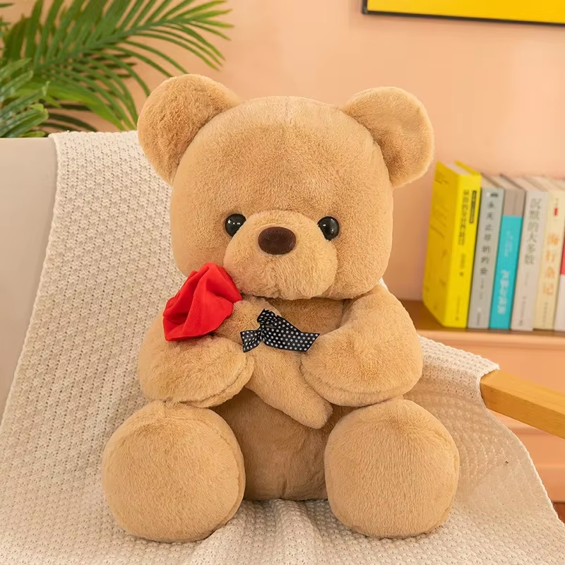 Valentinstag Rosen Teddybär Plüschbär mit Rose Stofftier Geschenk Valentinstag