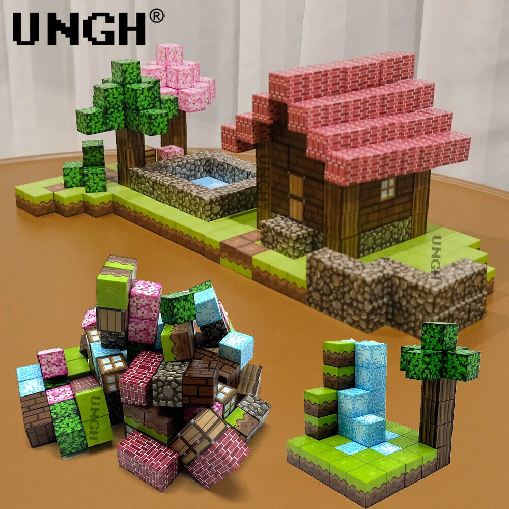 Minekraft magnetische Bausteine Magnetblock Baustein Puzzle Spielzeug Bauset 