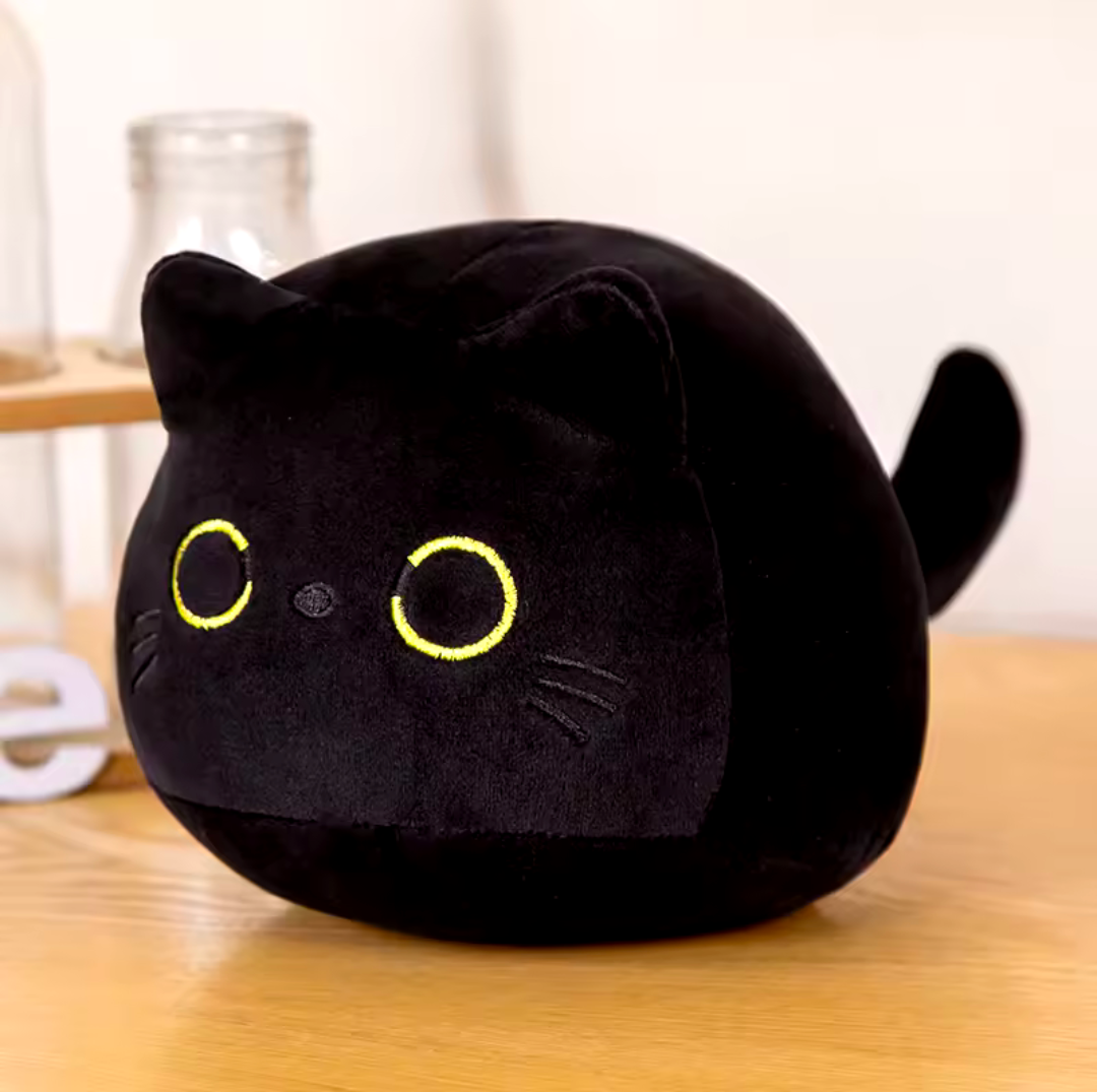 Kawaii Kleine Kuschelige Schwarze Katze Plüsch Puppe Kuscheltier Ball Spielzeug