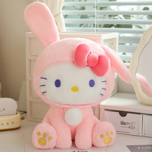 25/33Cm Niedlich Hallo Kitty Verwandeln Sich in Kaninchen Plüsch Tier Kuschelig 