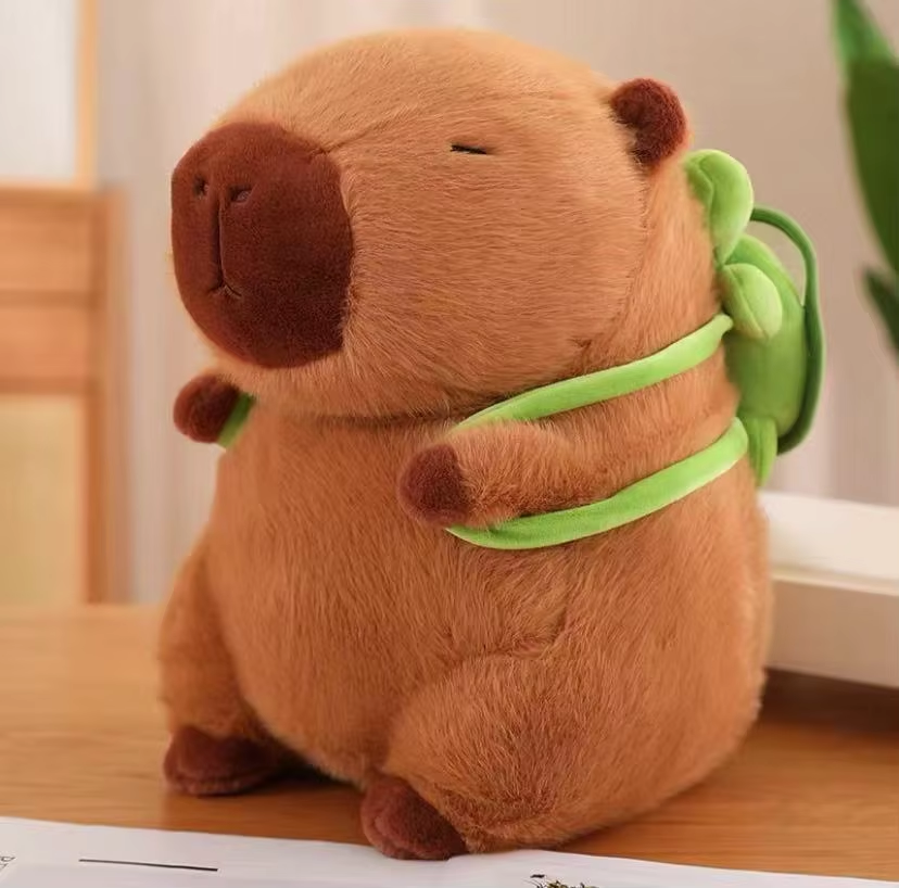 HABO 23cm Capybara Plüschtier Kuscheltier Braun Rucksack Süß Geschenk Mädchen