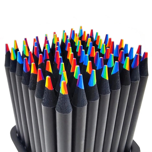 HABO Farbige Schwarze Holzstifte – 7 in 1 Regenbogen-Zeichenstift für Malen