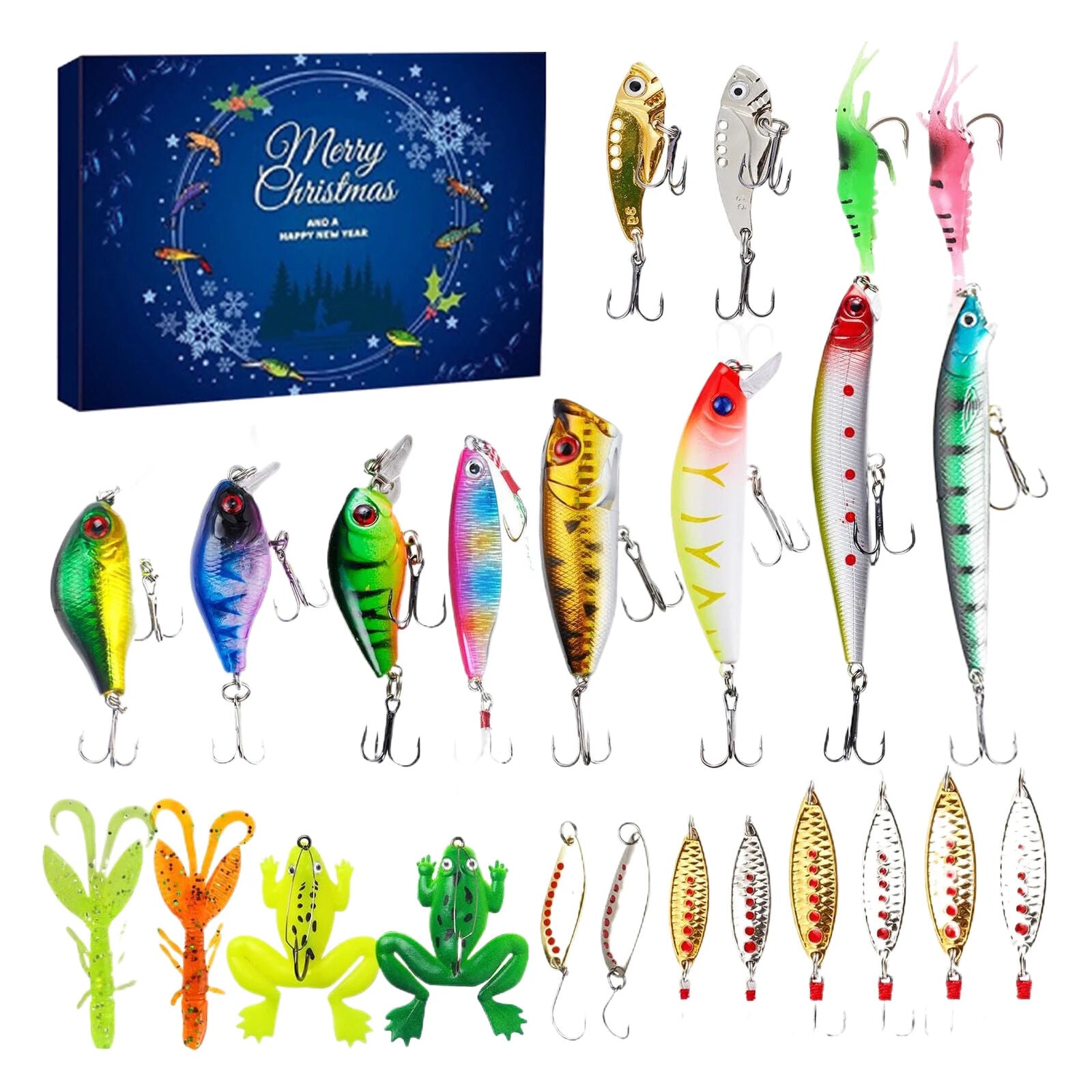 HABO Angeln Adventskalender Angelhaken Weihnachten Fisch Köder Geschenk 2024