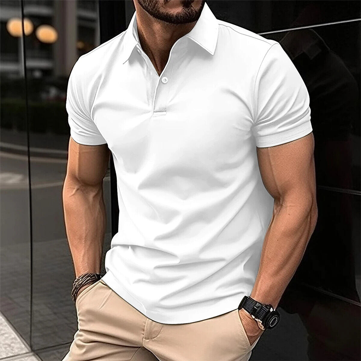Poloshirt Polohemd Kurzärmlig lässig Business Casual Hemd Sommer Herren Office
