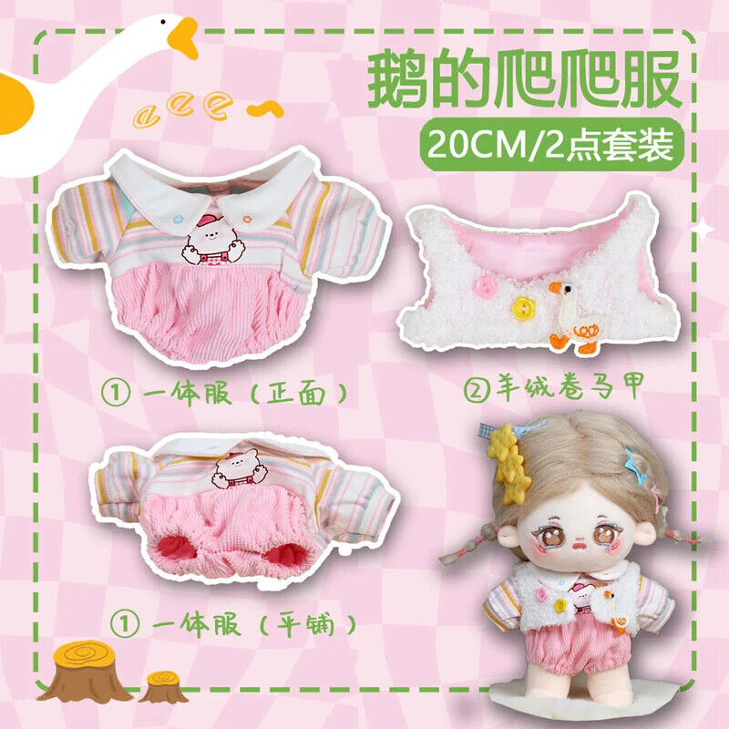 Set Puppenkleidung für 20 cm Idolkinder – Kawaii Overalls und Zubehör