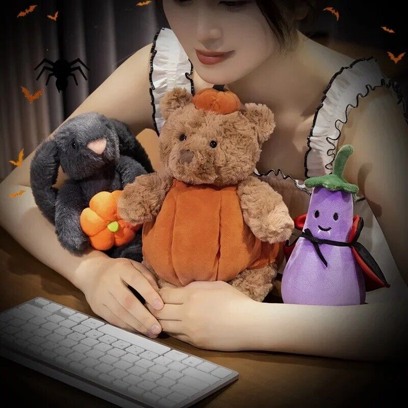 Halloween Kuscheltiere Plüsch Geschenk Teddybär Kürbis Vampir Aubergine Deko