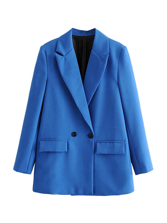 HABO Damen Blazer Zweireiher Schick Kragen Business Büro Langarm Knöpfe Mode