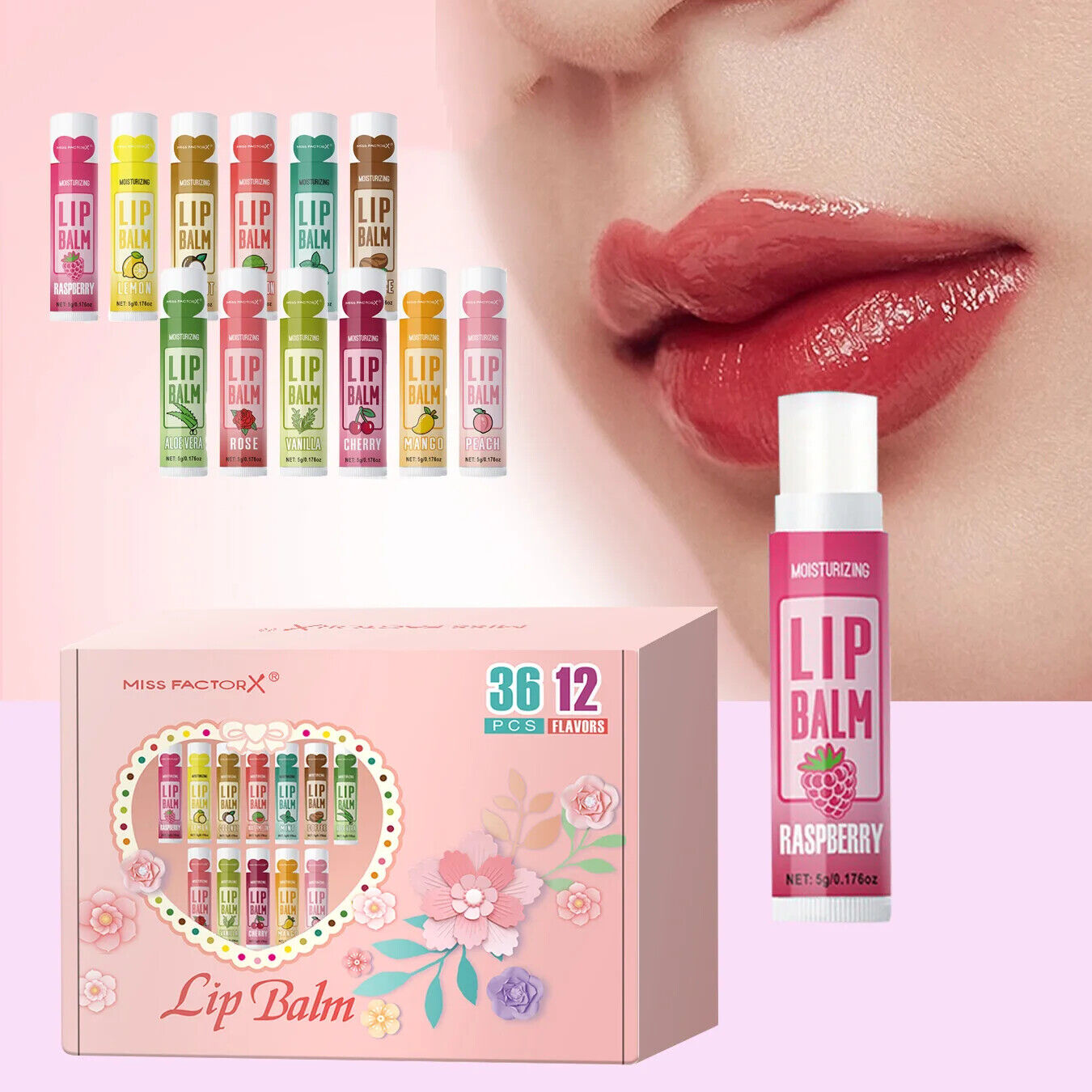 Lippen Balsam Feuchtigkeitsspendend verschiedene Geschmacksrichtungen 36 Stück